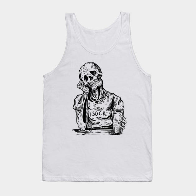 Drunk Skull - Skeleton Drinking Tank Top by KingMaster